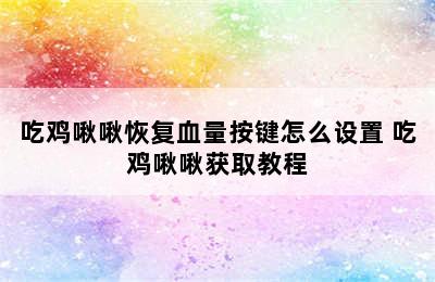 吃鸡啾啾恢复血量按键怎么设置 吃鸡啾啾获取教程